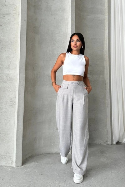 MODAF Γυναικείο Γκρι Παντελόνι Palazzo