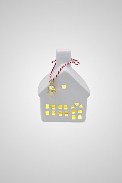 UNIQOM Seramik Ev Şeklinde Mumluk Küçük Boy El Boyaması