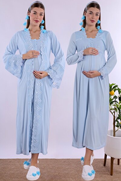 Effortt ثوب نوم نسائي أزرق للحوامل