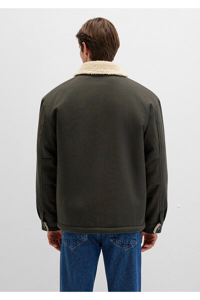 Mavi Faux Fur Detailed Green Jacket Oversized / Wide Cut 0110080-86764