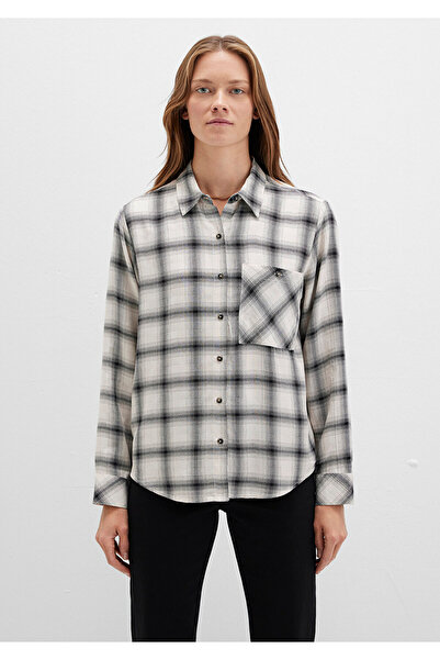 Mavi Kareli Bej Gömlek Loose Fit / Bol Rahat Kesim 1211282-80933