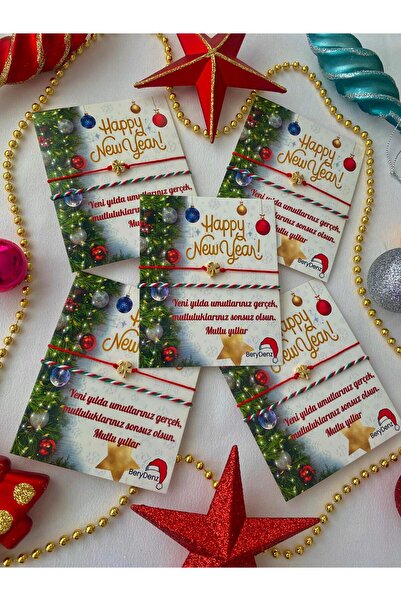 BeryDenz 5 Adet Şans Yoncalı Yılbaşı Bilekliği Seti(KARTLI+HEDİYE PAKETLİ)