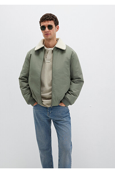 Mavi Faux Fur Detailed Khaki Jacket Loose Fit / Relaxed Fit 0110665-80692