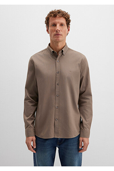 Mavi Καφέ πουκάμισο με κέντημα με λογότυπο M εφαρμοστό / Slim Fit 0211192-83866