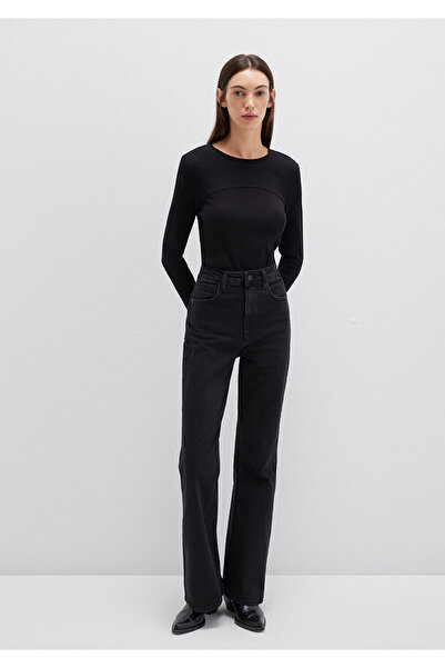 Mavi Μαύρο μακρυμάνικο μπλουζάκι με εφαρμογή στο σώμα 1613625-900