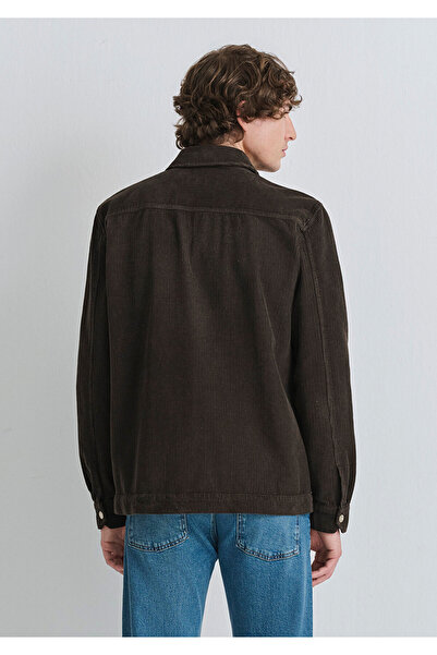 Mavi Коричнева сорочка з кишенями з оксамиту, вільний крій / вільний зручний крій 0211750-70219