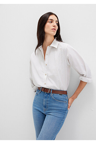 Mavi Cămașă albă cu dungi Loose Fit / Loose Confortabil croială 1211292-83980