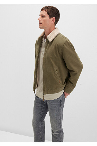 Mavi Faux Fur Detailed Green Jacket Loose Fit / Relaxed Fit 0110627-87538