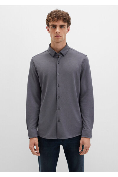 Mavi Schwarzes Gri Gömlek Slim Fit / Dar Kesim 0211908-85309