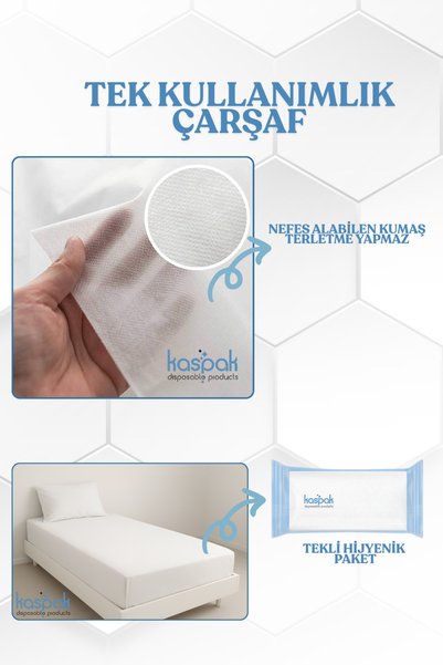 Kaspak disposable products Single Size Non-Elastic Bed Sheet 100*240 cm 5 Pieces