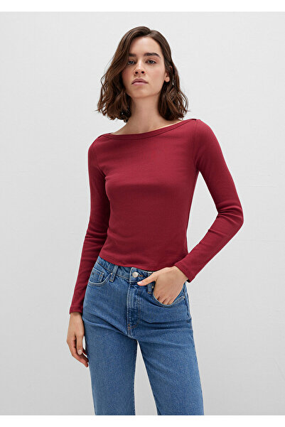 Mavi Langärmliges rotes Basic-T-Shirt Slim Fit / Enganliegend 1613622-70430