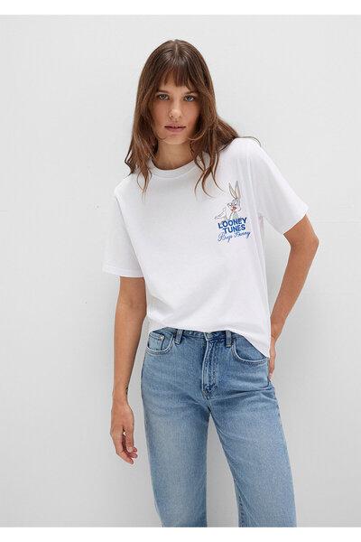 Mavi Bugs Bunny Printed White T-Shirt Regular Fit 1613667-620