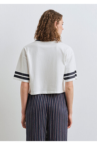 Mavi Logo Printed Ecru T-Shirt Regular Fit / Standard Cut 1613376-70057