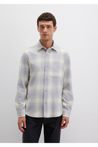 Mavi Ανδρικό γκρι M0211637-90847 καρό πουκάμισο