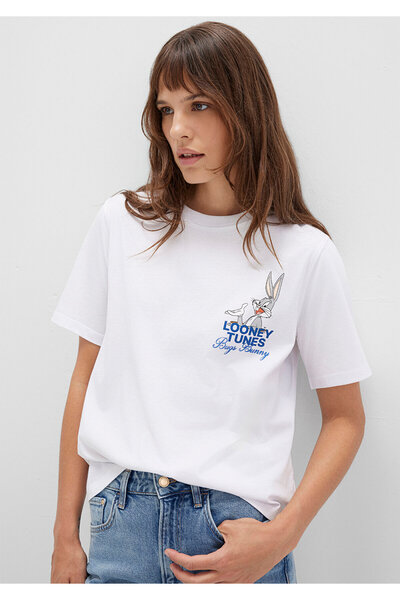 Mavi Bugs Bunny Printed White T-Shirt Regular Fit 1613667-620