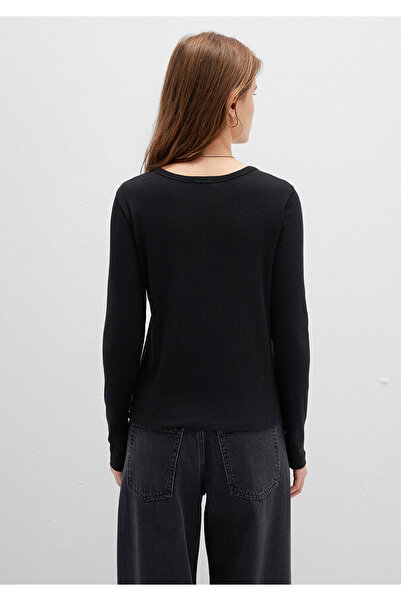 Mavi Μαύρο μπλουζάκι με μακριά μανίκια Basic Fitted / Εφαρμοσμένο στο σώμα 1613323-900