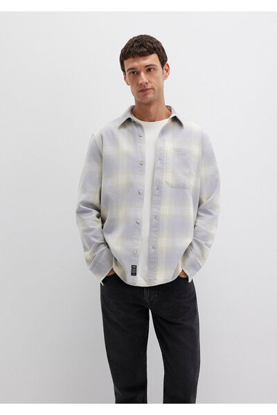 Mavi Ανδρικό γκρι M0211637-90847 καρό πουκάμισο