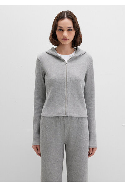 Mavi Strukturiertes graues Sweatshirt mit Reißverschluss 1613383-80018