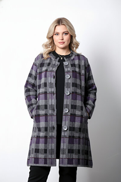 Laden سترة نسائية محبوكة من الصوف الناعم مقاس كبير طويلة وسميكة سترة صوفية للأم