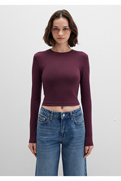Mavi Μακρυμάνικο μωβ Crop Basic T-shirt Crop / Κοντό κόψιμο 1612822-70434