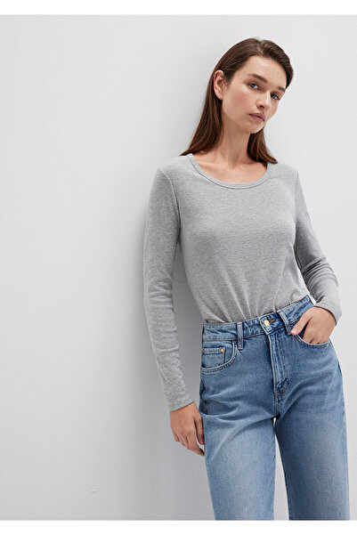 Mavi Long Sleeve Gray Basic T-Shirt Fitted / Bodycon Cut 1613323-83096