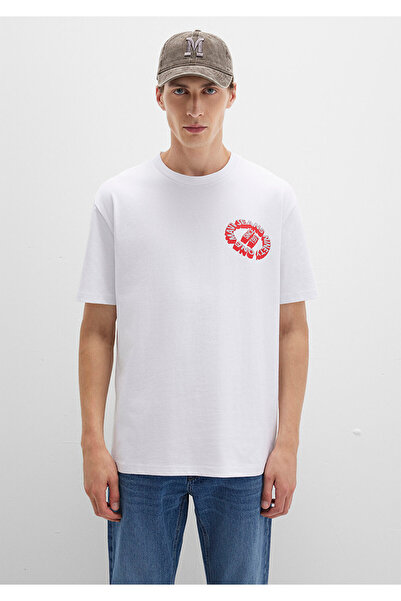 Mavi Τζιν εμπριμέ λευκό μπλουζάκι Loose Fit / Loose Relaxed Fit 0612898-620