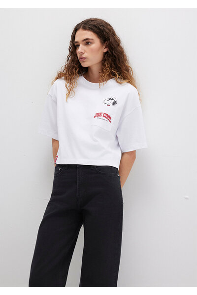 Mavi Snoopy Printed White T-Shirt Boxy Fit 1613669-620