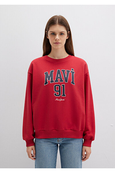 Mavi Rotes Sweatshirt mit Logo-Print 1S10381-80638