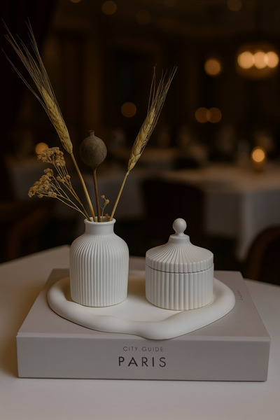 Zigzag Home Decorative 3 Piece Cloud Plate and Vase Candle Holder Set Bohemian Style Design Set of 3