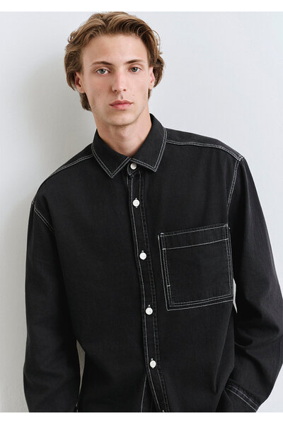 Mavi Black Shirt with Stitching Detail Loose Fit / Relaxed Fit 0211688-90850