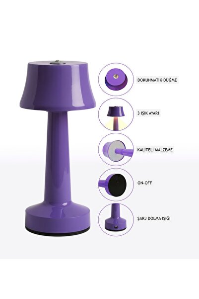 ZENLİGHT Metal Dokunmatik Şarjlı Masa Lambası