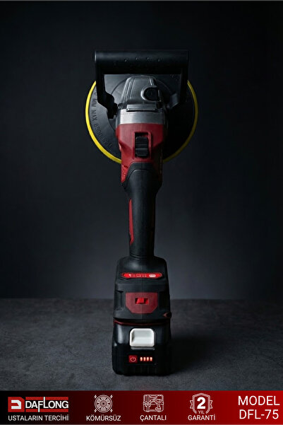 DAFLONG PRO 180MM ŞARJLI KOMÜRSÜZ 6 KADEME DEVİR AYARLI PASTA CİLA POLİSAJ MAKİNASI+SPİRAL DFL-75