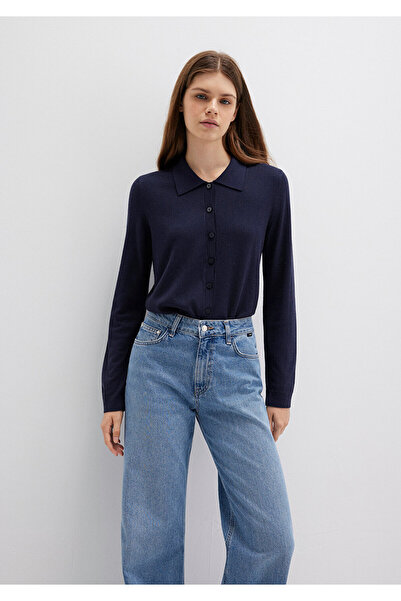 Mavi Marineblauer Strickpolo aus Wollmischung 1710700-89101