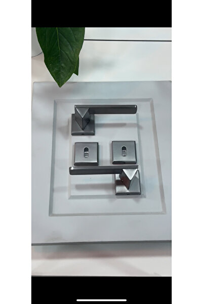 zerafev Larua Kare Rozetli Alüminyum Kapı Kolu (Oda/Yale/WC) Antrasit