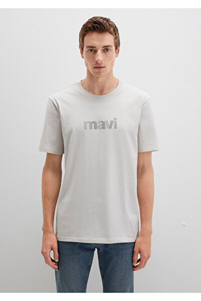 Mavi Graues T-Shirt mit Logo-Print, normale Passform, reguläre Passform 0612936-80192