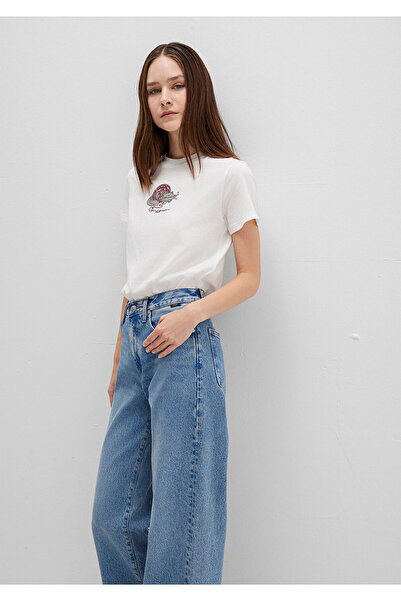 Mavi Tricou alb cu imprimeu pisică Semi Slim Fit / Semi Slim Fit 1613422-70057