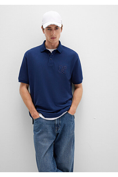 Mavi Marineblaues Polo-T-Shirt mit lockerer Passform / lockerer, bequemer Schnitt 0613009-89353