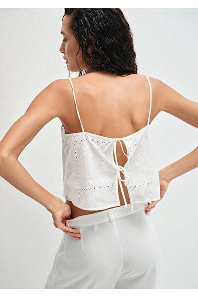 Mavi Fisto bestickte Bluse in Ecru 1211218-70057