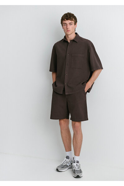 Mavi Linen Blend Brown Shorts 0410278-86683