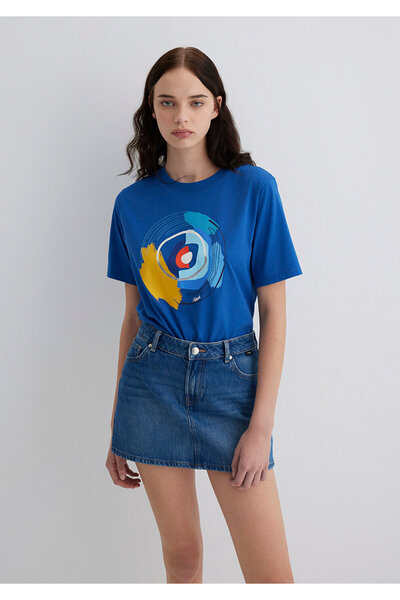 Mavi Tricou Evil Eye cu imprimeu Crop / Scurt croială 1613450-88121