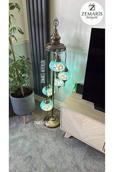 Zem El Yapımı Otantik Mozaik Lambader 5 Li