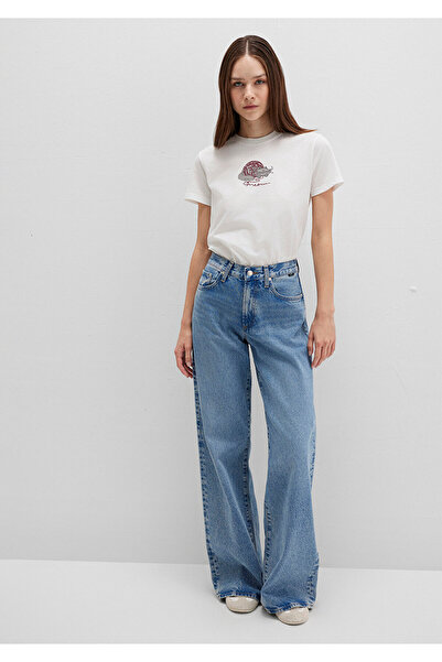 Mavi Tricou alb cu imprimeu pisică Semi Slim Fit / Semi Slim Fit 1613422-70057