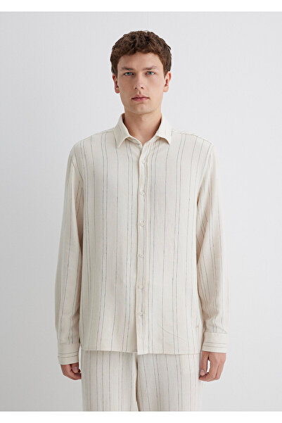 Mavi Сорочка з льону з смужками, екрю, Regular Fit / Нормальний крій 0211617-83884