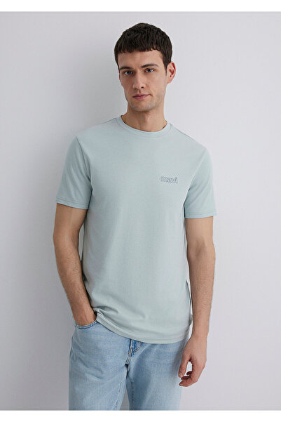 Mavi Grünes Interlock-T-Shirt mit Logo-Druck, Slim Fit / Enganliegend 0610360-70148