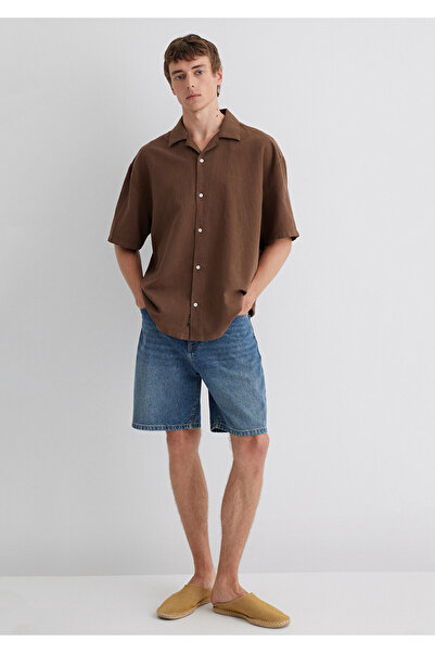 Mavi Πουκάμισο από λινό μείγμα καφέ oversized / Φαρδιά κοπή 0210679-89330