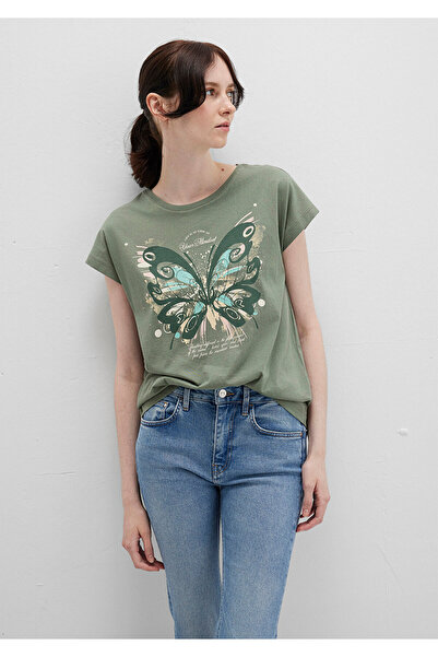 Mavi Butterfly Printed Green T-Shirt Regular Fit / Regular Cut 1613461-71841