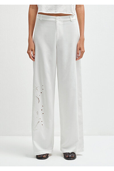 Mavi Embroidered White Trousers 1011052-70057