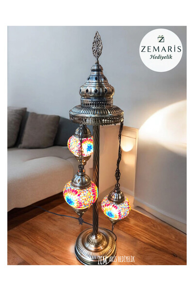 Zem El Yapımı Otantik Mozaik Lambader 3 lü