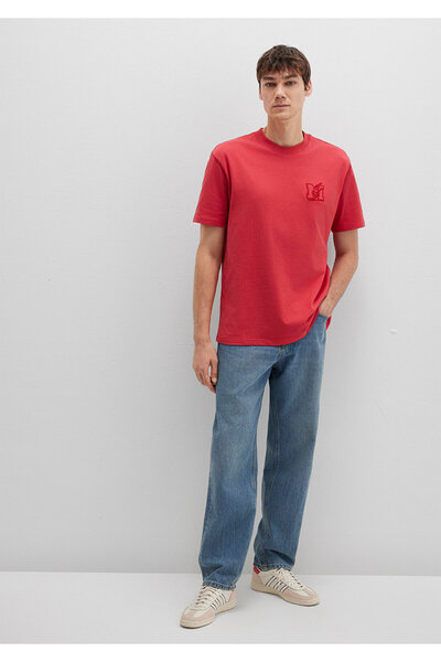 Mavi MJ bedrucktes rotes T-Shirt, Loose Fit / lockere, bequeme Passform 0612885-71079