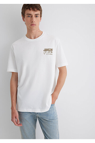 Mavi Τυπωμένο λευκό μπλουζάκι Loose Fit / Loose Relaxed Cut 0613032-70057